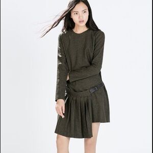 Zara long sleeve kilt wool dress